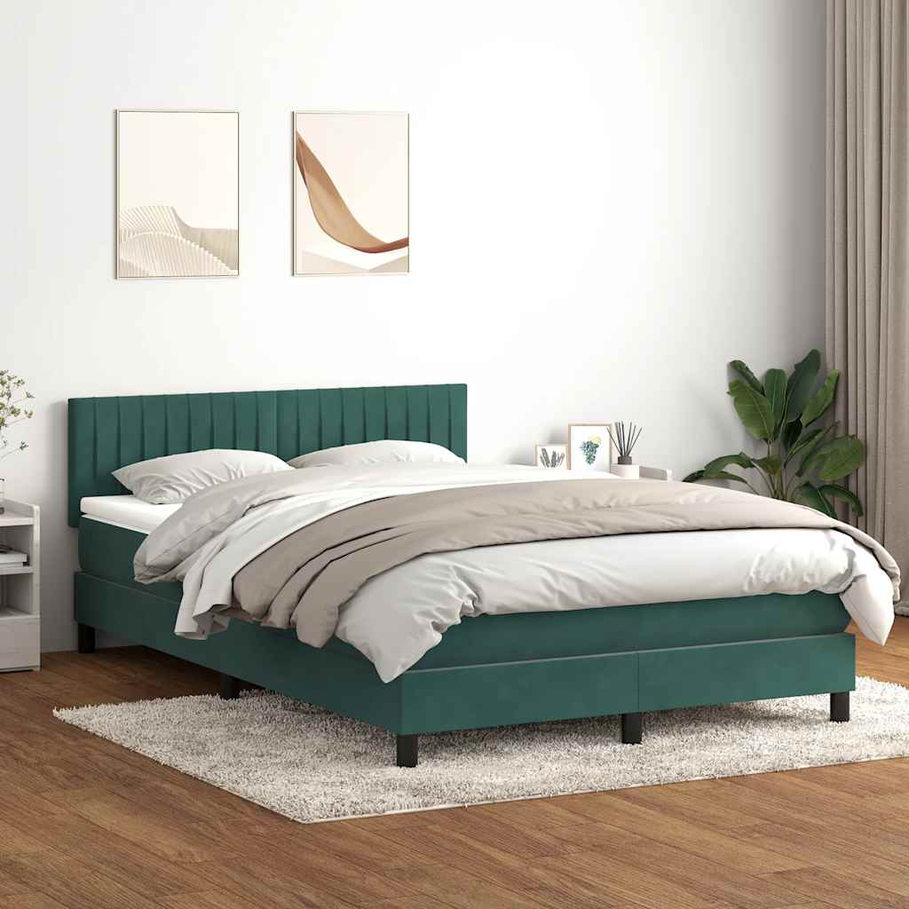 Box Spring Postel S Matrací Tmavě Zelená 160X220 Cm Samet