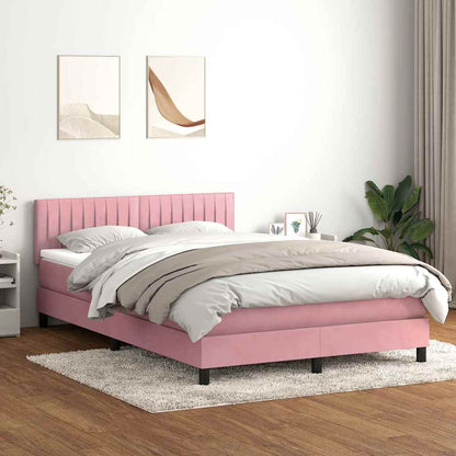 Box Spring Postel S Matrací Růžová 160X220 Cm Samet