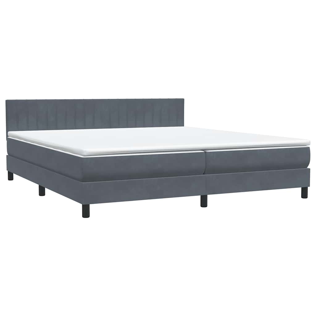 Box Spring Postel S Matrací Samet Tmavě Šedá