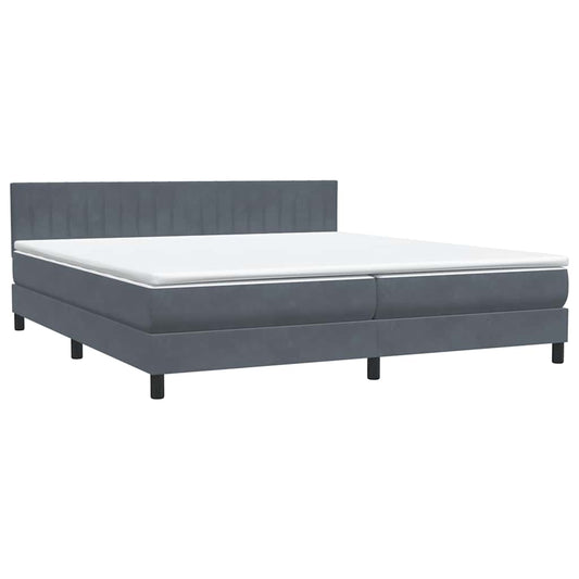 Box Spring Postel S Matrací Samet Tmavě Šedá