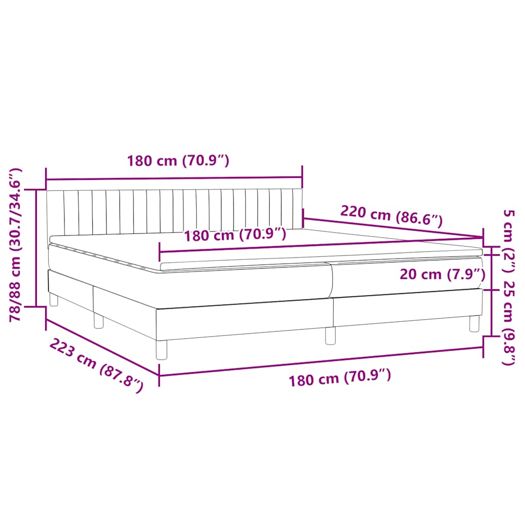 Box Spring Postel S Matrací Samet Tmavě Šedá