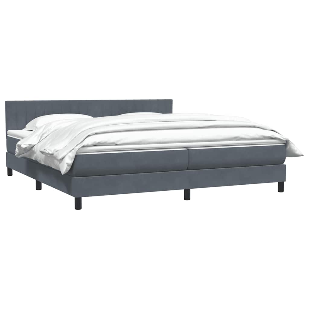 Box Spring Postel S Matrací Samet Tmavě Šedá