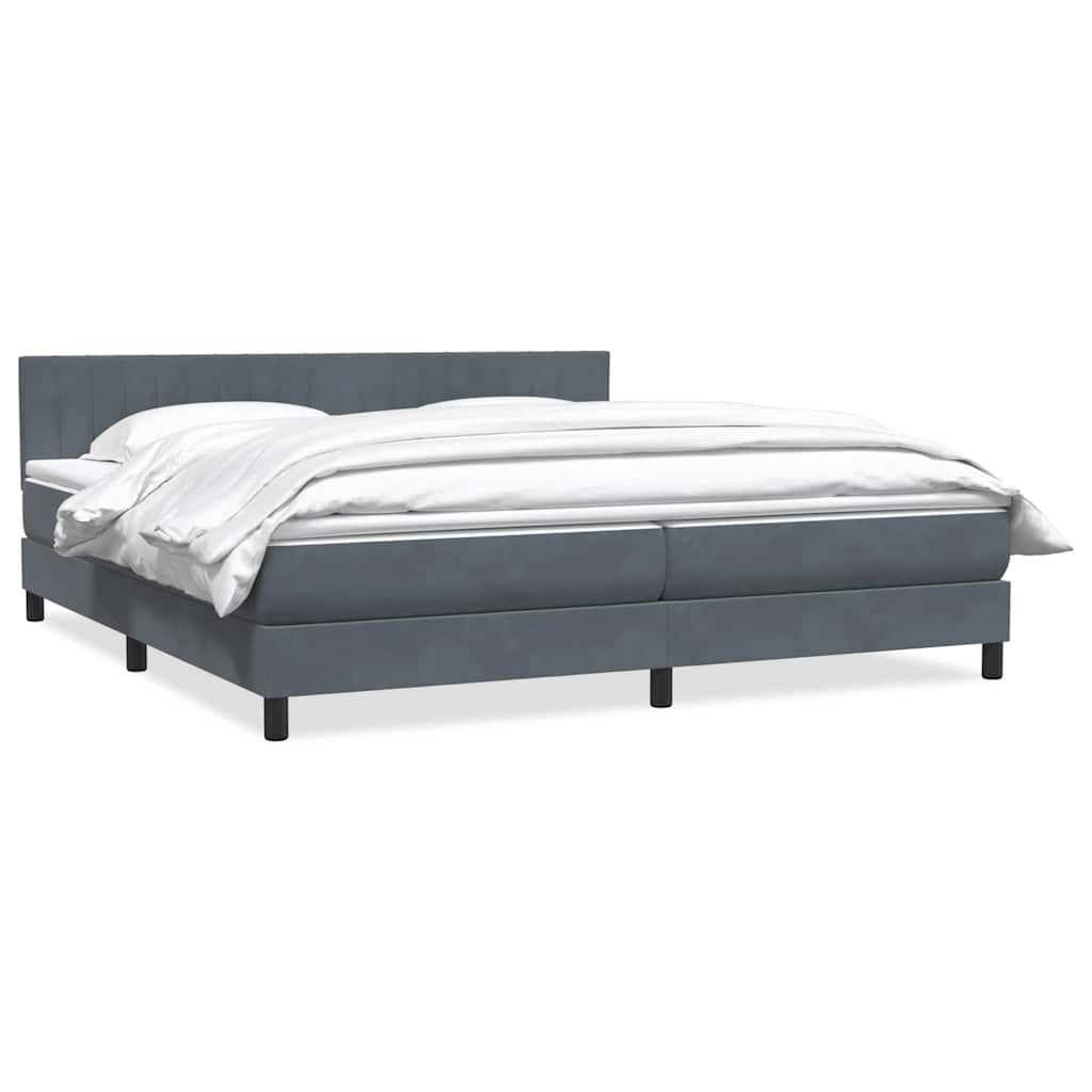 Box Spring Postel S Matrací Samet Tmavě Šedá