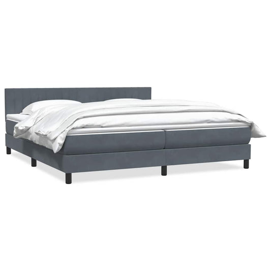 Box Spring Postel S Matrací Samet Tmavě Šedá
