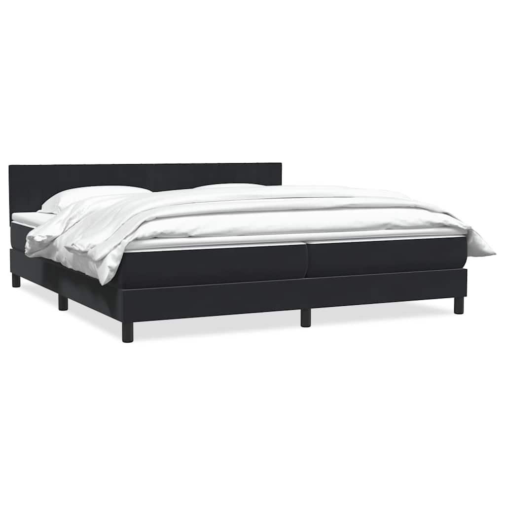 Box Spring Postel S Matrací Černá Samet Černá