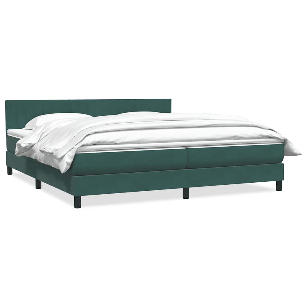 Box Spring Postel S Matrací Tmavě Zelená 180X220 Cm Samet