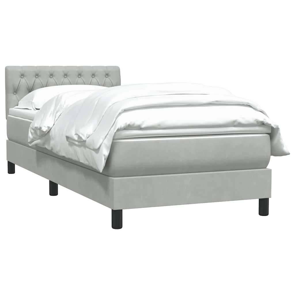 Box Spring Postel S Matrací Světle Šedá 80X210 Cm Samet