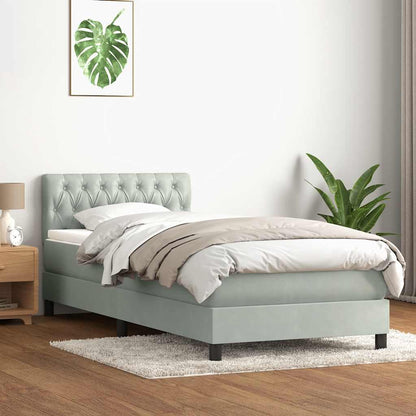 Box Spring Postel S Matrací Světle Šedá 80X210 Cm Samet