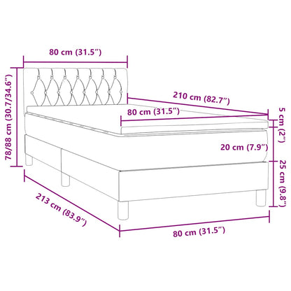Box Spring Postel S Matrací Tmavě Šedá 80X210 Cm Samet