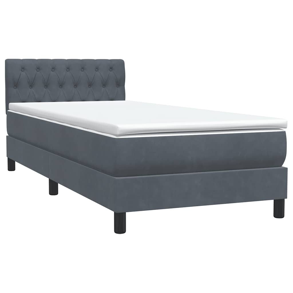 Box Spring Postel S Matrací Tmavě Šedá 80X210 Cm Samet
