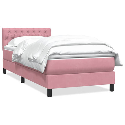 Box Spring Postel S Matrací Růžová 90X210 Cm Samet
