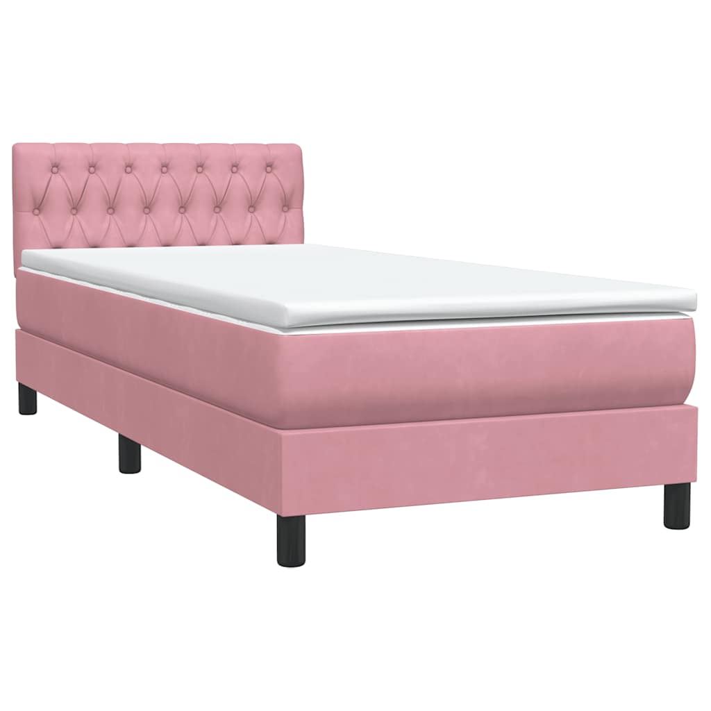 Box Spring Postel S Matrací Růžová 90X210 Cm Samet