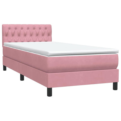 Box Spring Postel S Matrací Růžová 90X210 Cm Samet