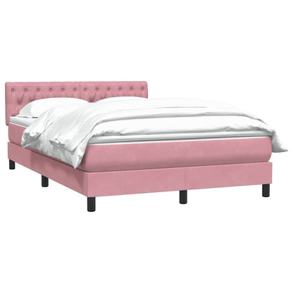 Box Spring Postel S Matrací Růžová 140X210 Cm Samet