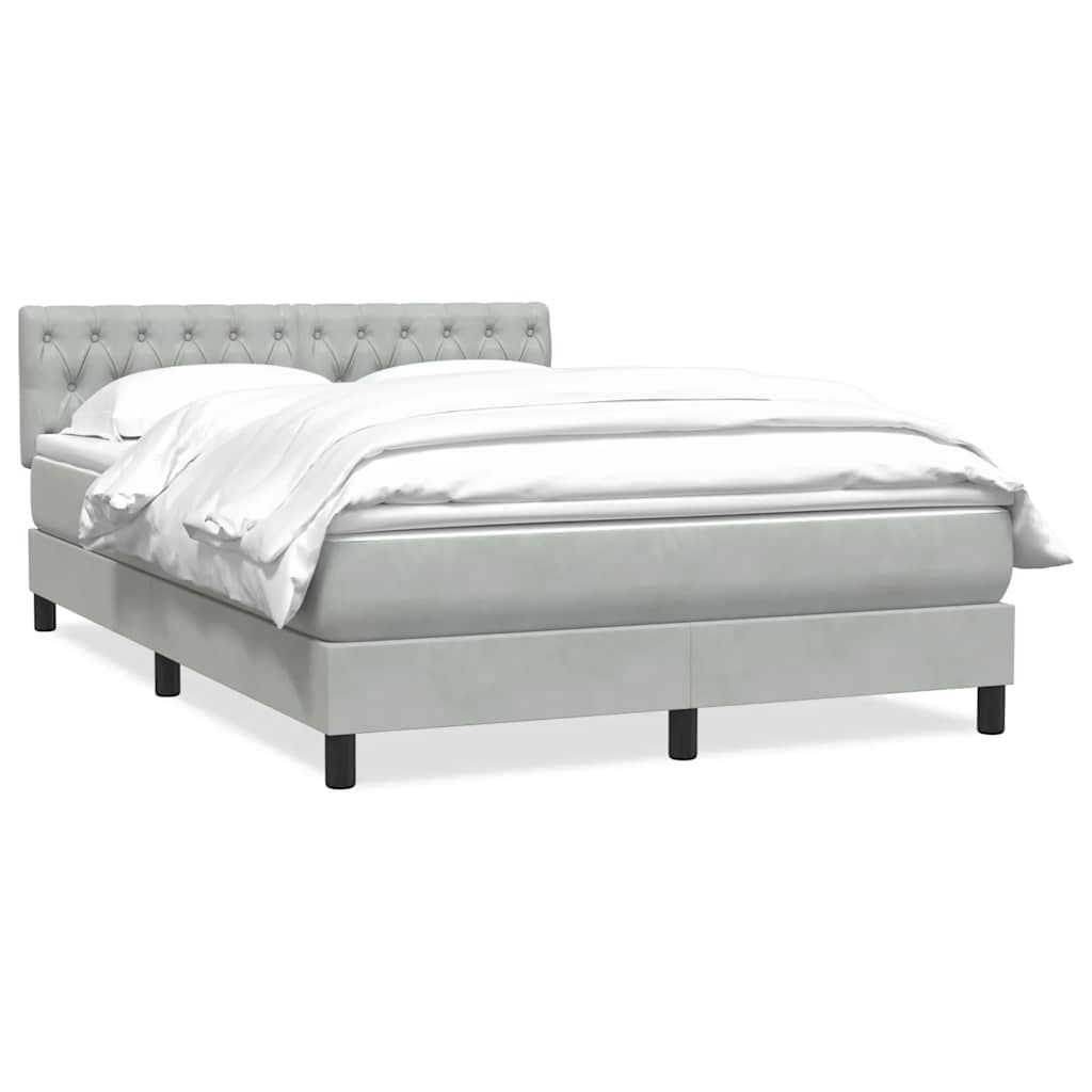 Box Spring Postel S Matrací Světle Šedá 160X210 Cm Samet