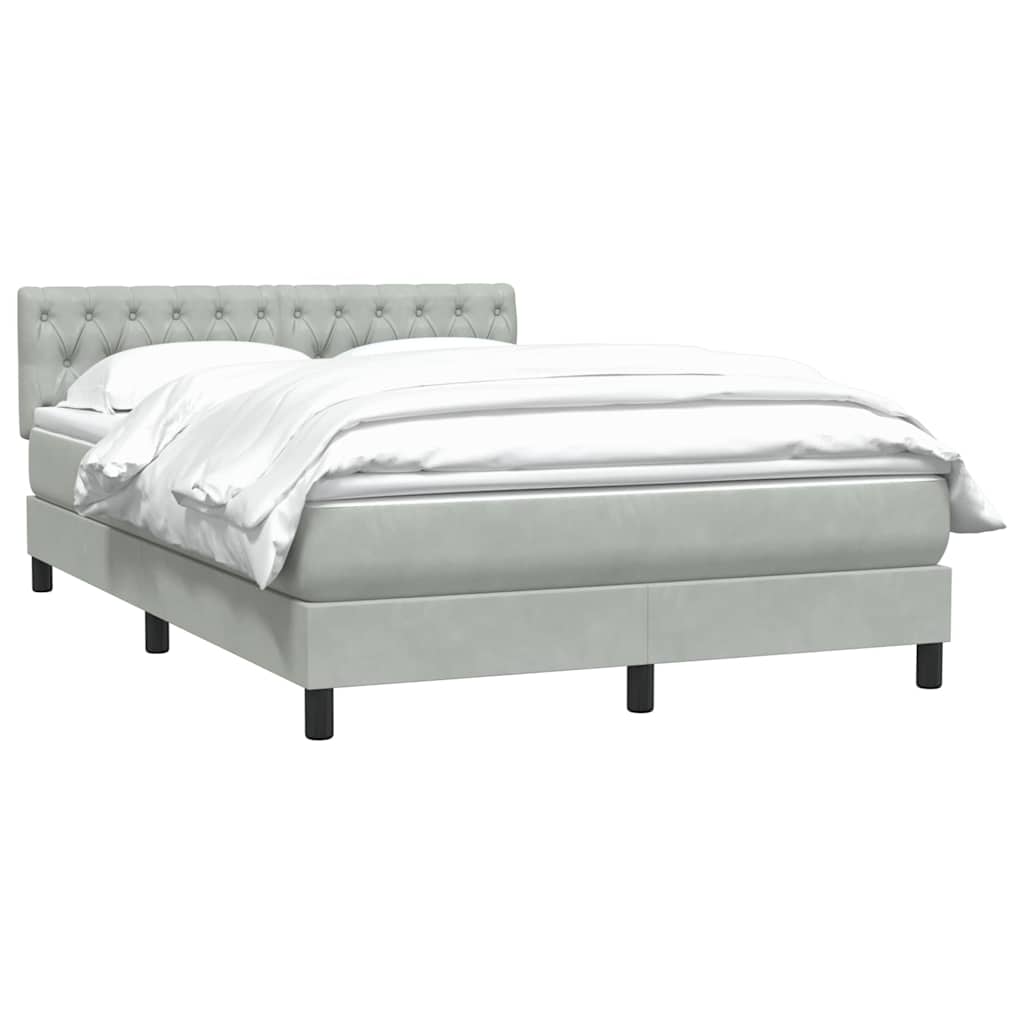 Box Spring Postel S Matrací Světle Šedá 160X210 Cm Samet