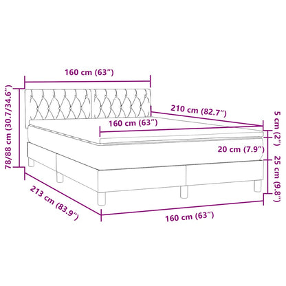 Box Spring Postel S Matrací Světle Šedá 160X210 Cm Samet