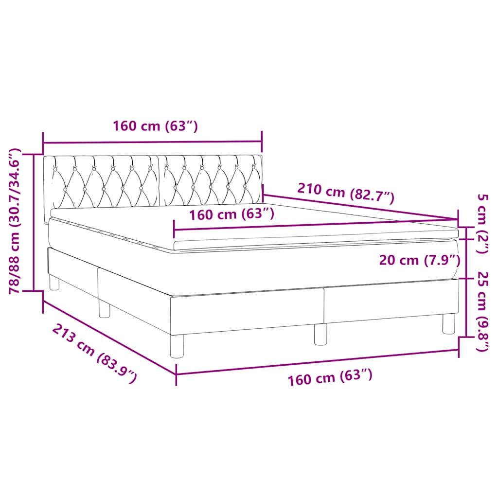 Box Spring Postel S Matrací Růžová 160X210 Cm Samet