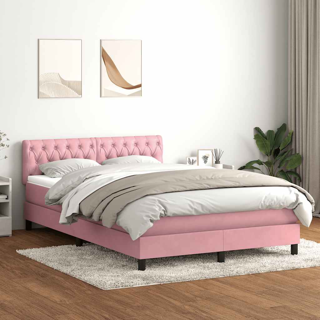 Box Spring Postel S Matrací Růžová 160X210 Cm Samet