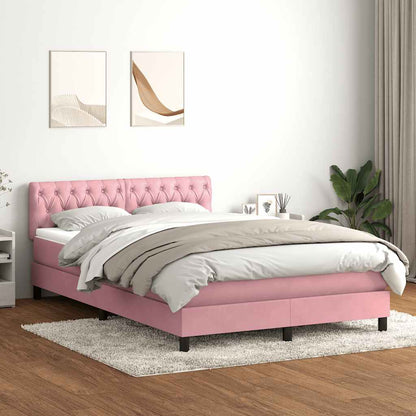 Box Spring Postel S Matrací Růžová 160X210 Cm Samet