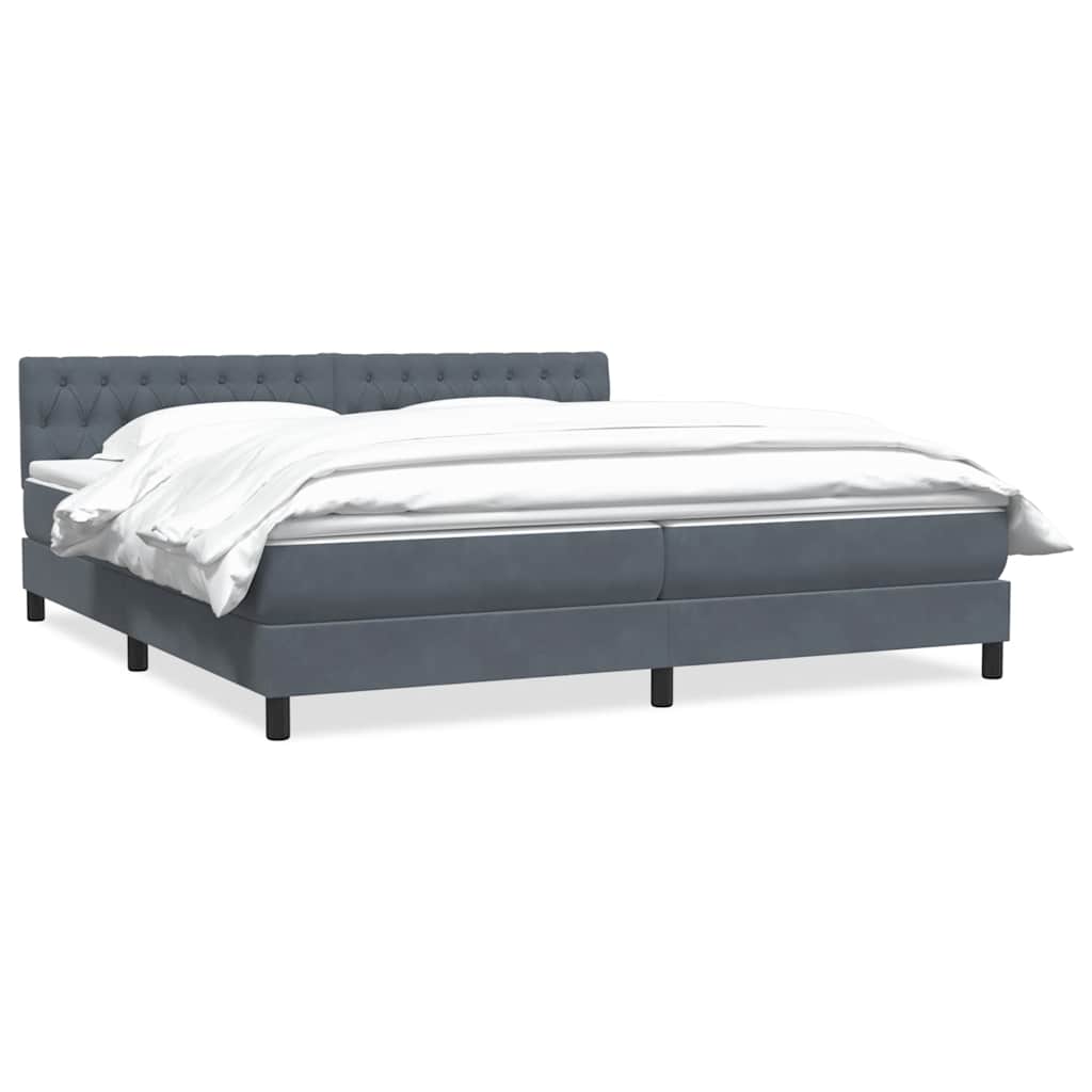 Box Spring Postel S Matrací Tmavě Šedá 180X210 Cm Samet
