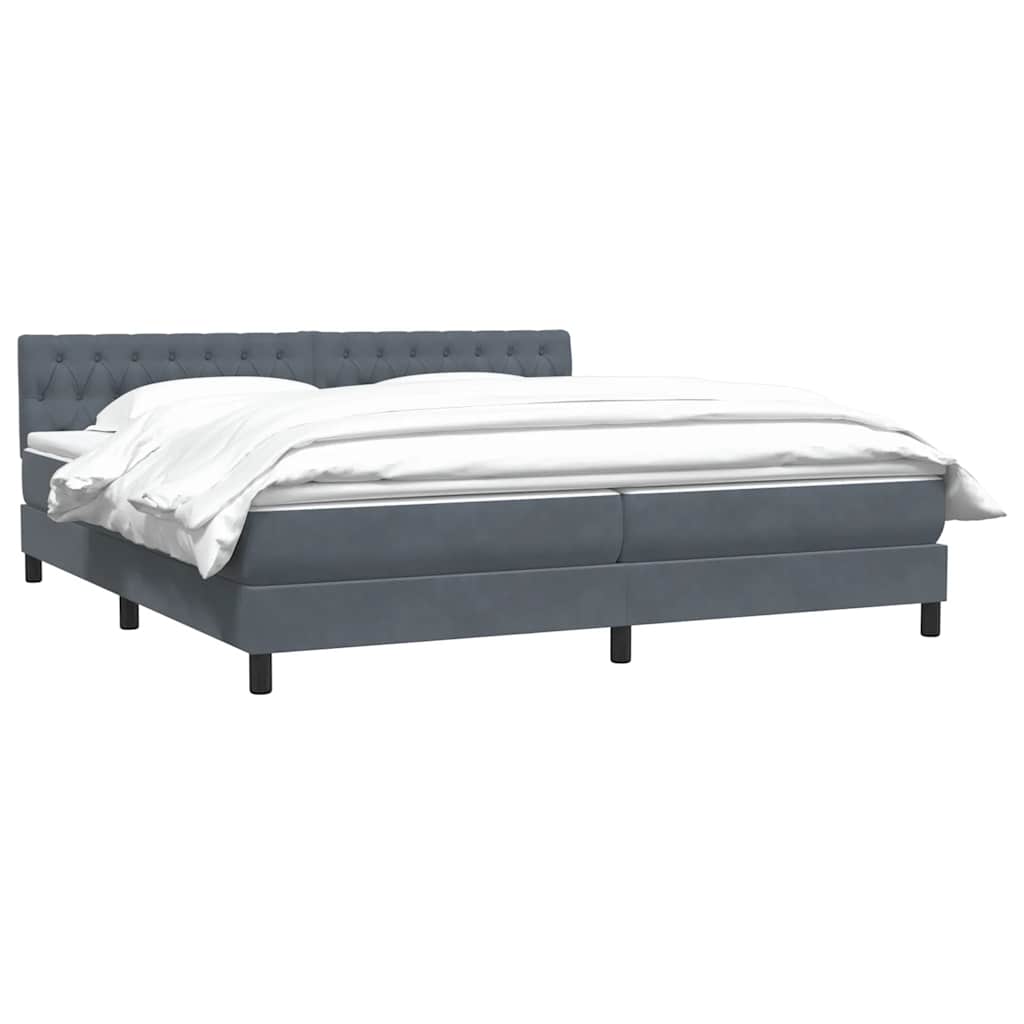 Box Spring Postel S Matrací Tmavě Šedá 180X210 Cm Samet
