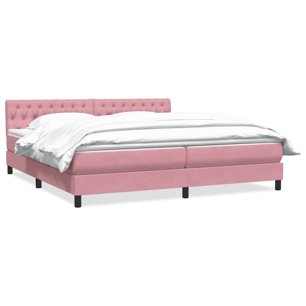 Box Spring Postel S Matrací Růžová 180X210 Cm Samet