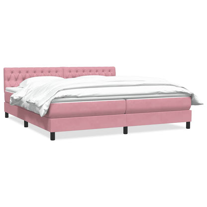 Box Spring Postel S Matrací Růžová 180X210 Cm Samet