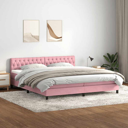 Box Spring Postel S Matrací Růžová 180X210 Cm Samet