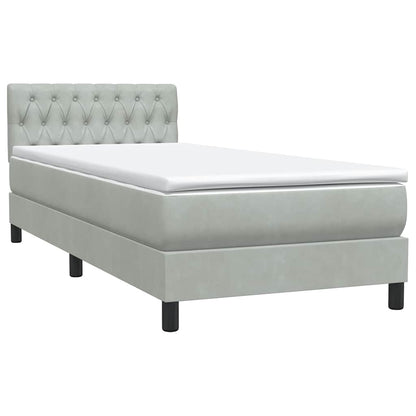 Box Spring Postel S Matrací Světle Šedá 80X220 Cm Samet