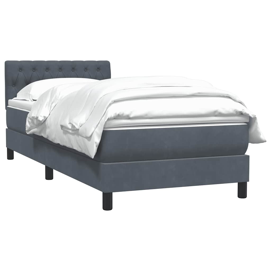 Box Spring Postel S Matrací Tmavě Šedá 80X220 Cm Samet