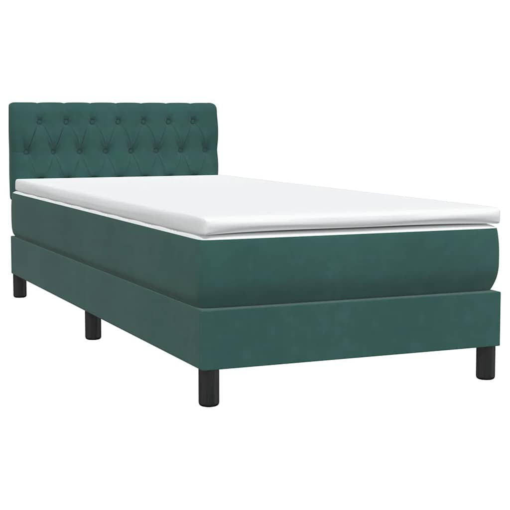 Box Spring Postel S Matrací Tmavě Zelená 80X220 Cm Samet