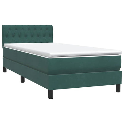 Box Spring Postel S Matrací Tmavě Zelená 80X220 Cm Samet