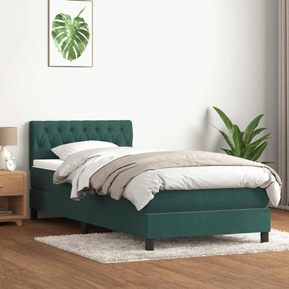 Box Spring Postel S Matrací Tmavě Zelená 80X220 Cm Samet