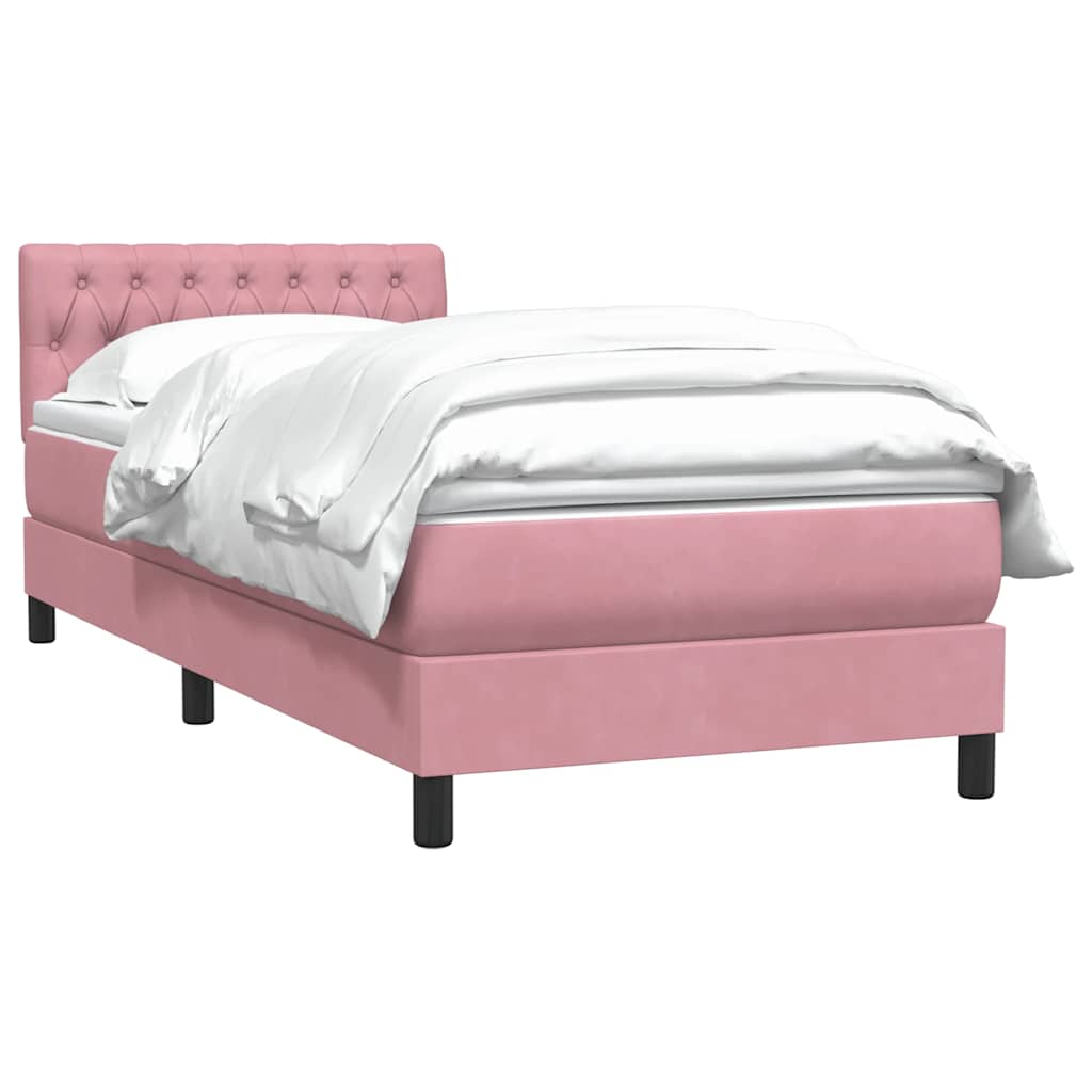 Box Spring Postel S Matrací Růžová 80X220 Cm Samet