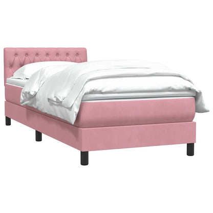 Box Spring Postel S Matrací Růžová 80X220 Cm Samet