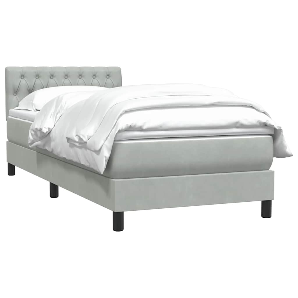 Box Spring Postel S Matrací Samet Světle Šedá