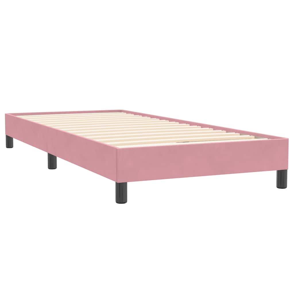 Box Spring Postel S Matrací Růžový 90X220 Cm Samet Světle Šedá