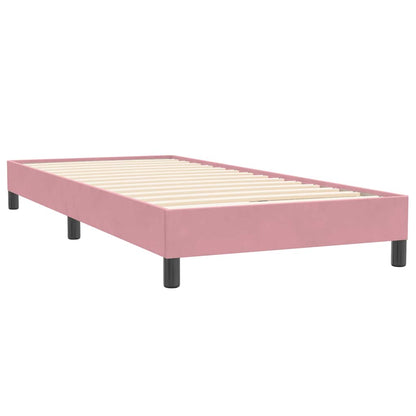 Box Spring Postel S Matrací Růžový 90X220 Cm Samet Světle Šedá