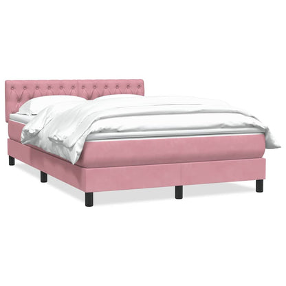 Box Spring Postel S Matrací Růžová 140X220 Cm Samet