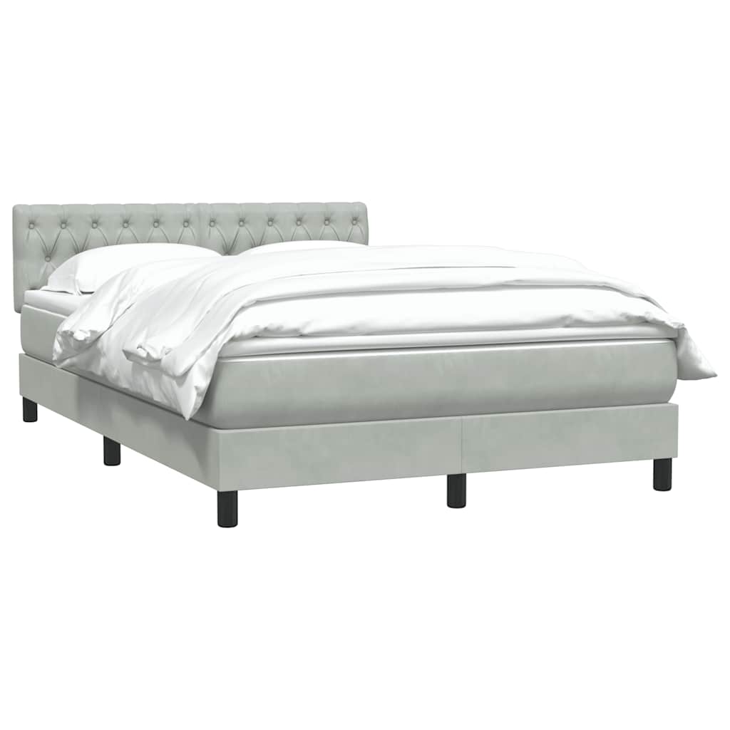 Box Spring Postel S Matrací Světle Šedá 160X220 Cm Samet