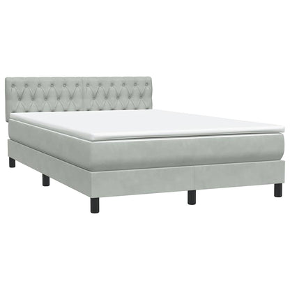 Box Spring Postel S Matrací Světle Šedá 160X220 Cm Samet