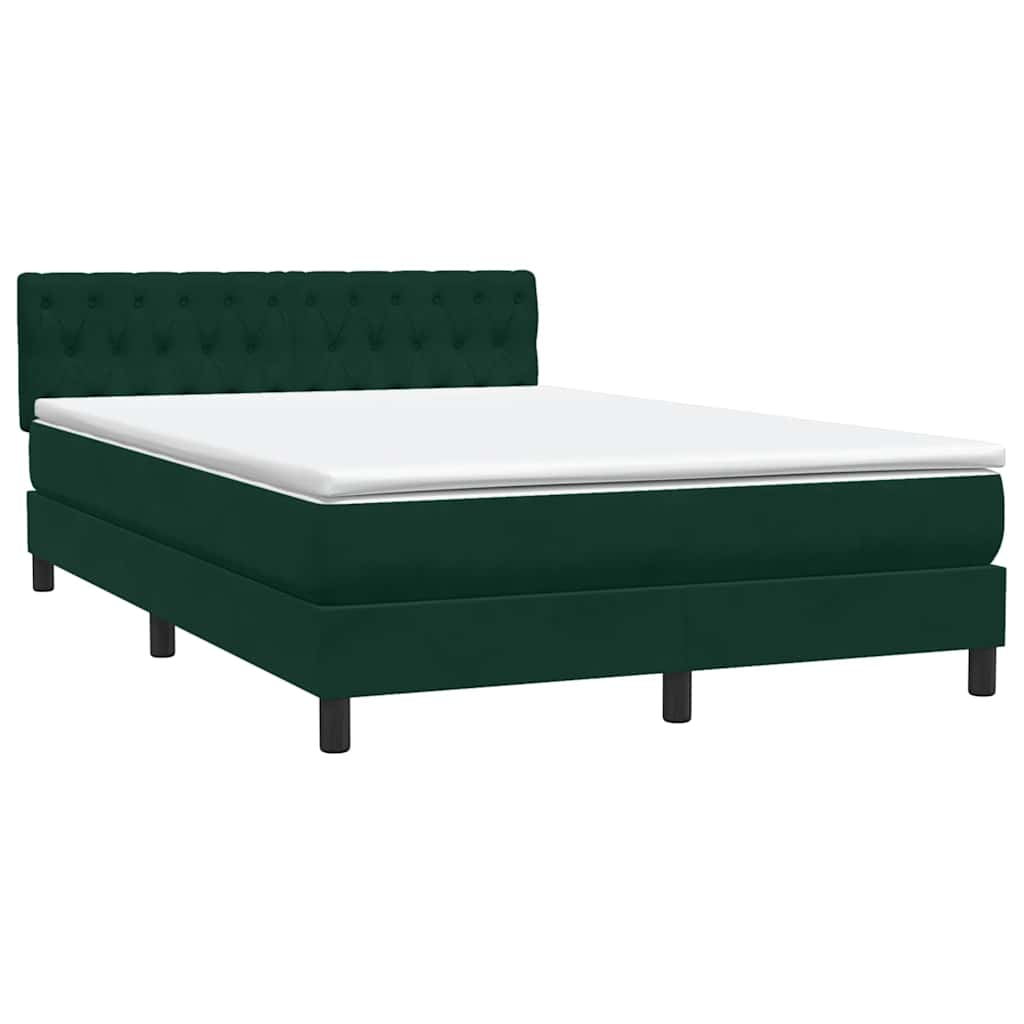 Box Spring Postel S Matrací Tmavě Zelená 160X220 Cm Samet