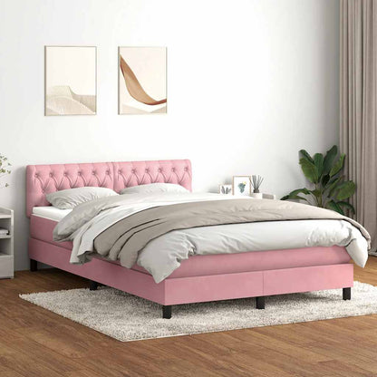 Box Spring Postel S Matrací Růžová 160X220 Cm Samet