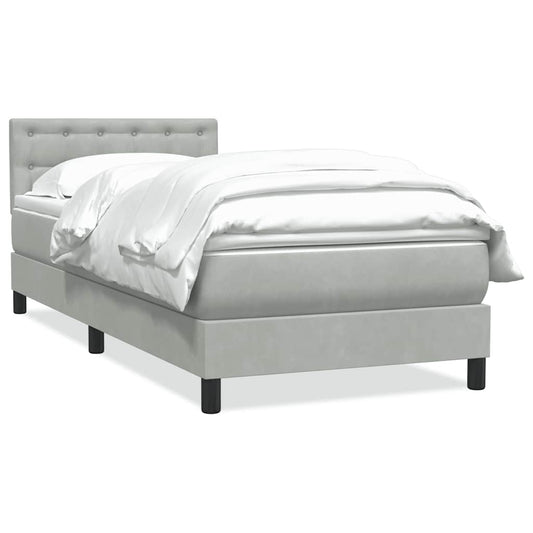 Box Spring Postel S Matrací Samet Světle Šedá