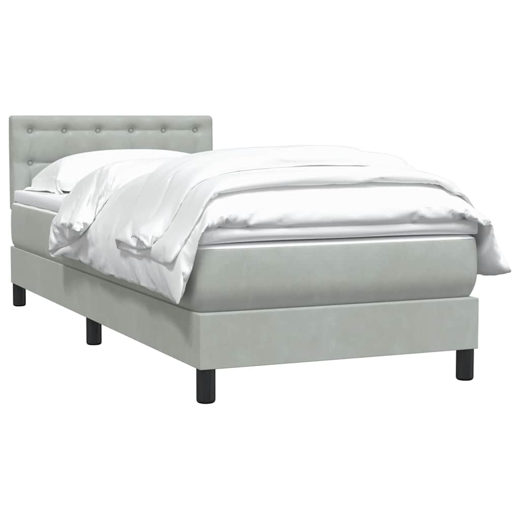 Box Spring Postel S Matrací Samet Světle Šedá