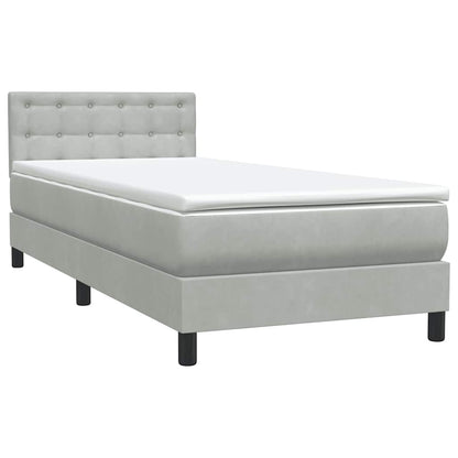 Box Spring Postel S Matrací Samet Světle Šedá