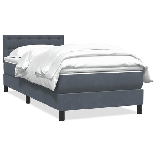 Box Spring Postel S Matrací Samet Tmavě Šedá