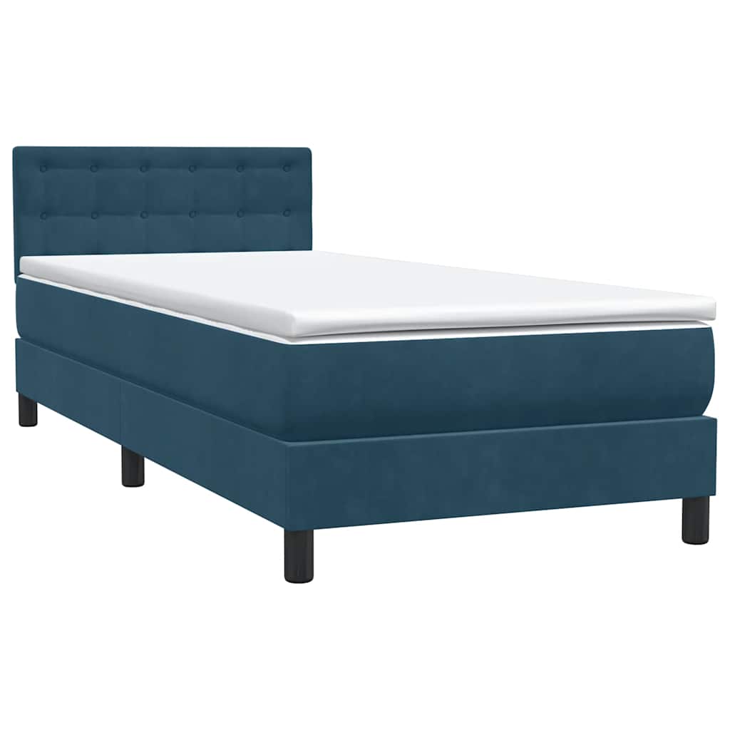 Box Spring Postel S Matrací Tmavě Modrá 80X210 Cm Samet