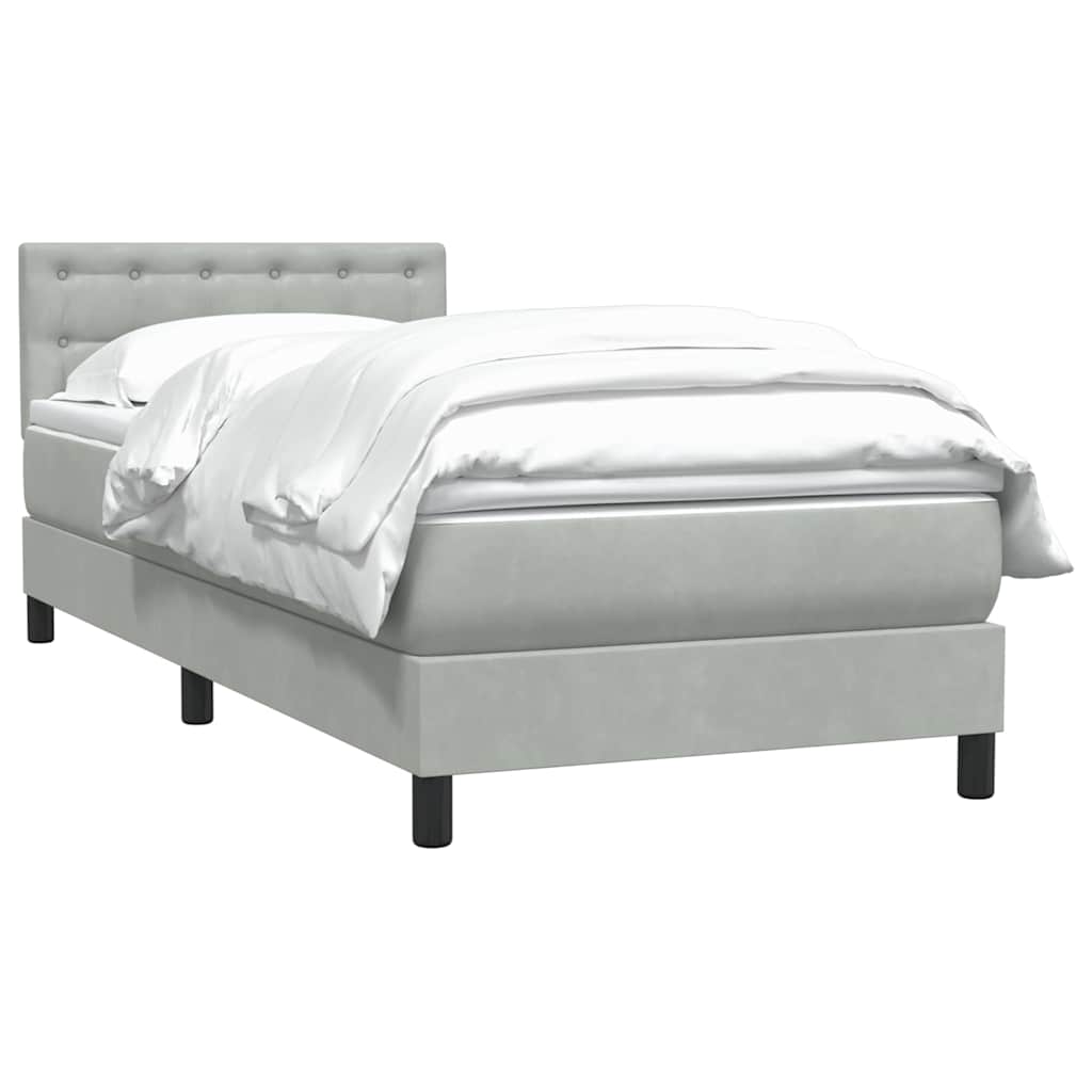 Box Spring Postel S Matrací Samet Světle Šedá